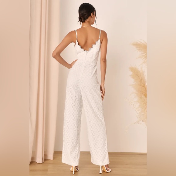 Lulus Forever Bliss White Lace Wide-Leg Jumpsuit - Picture 2 of 4